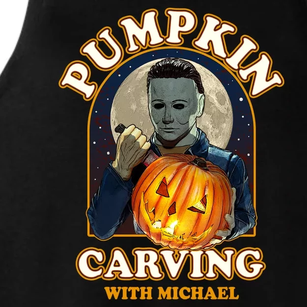 Funny Halloween Pumpkin Carving With Michael Ladies Tri-Blend Wicking Tank