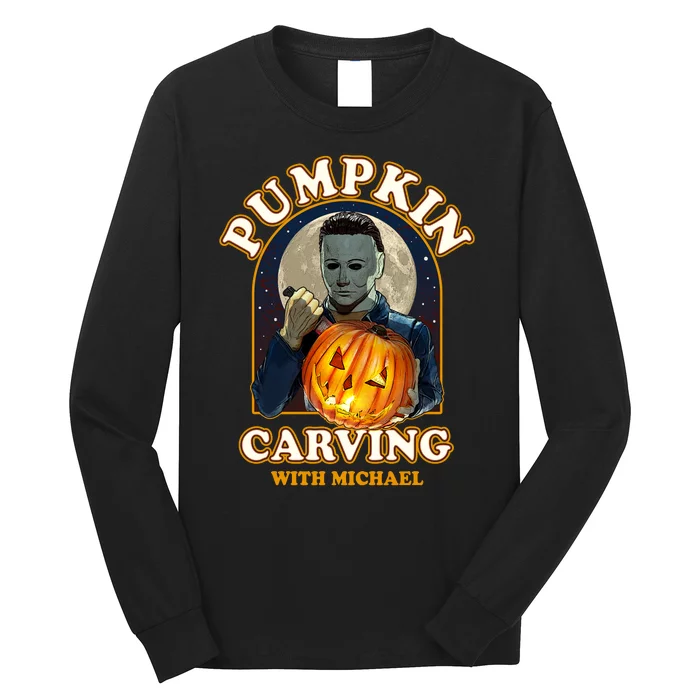 Funny Halloween Pumpkin Carving With Michael Long Sleeve Shirt