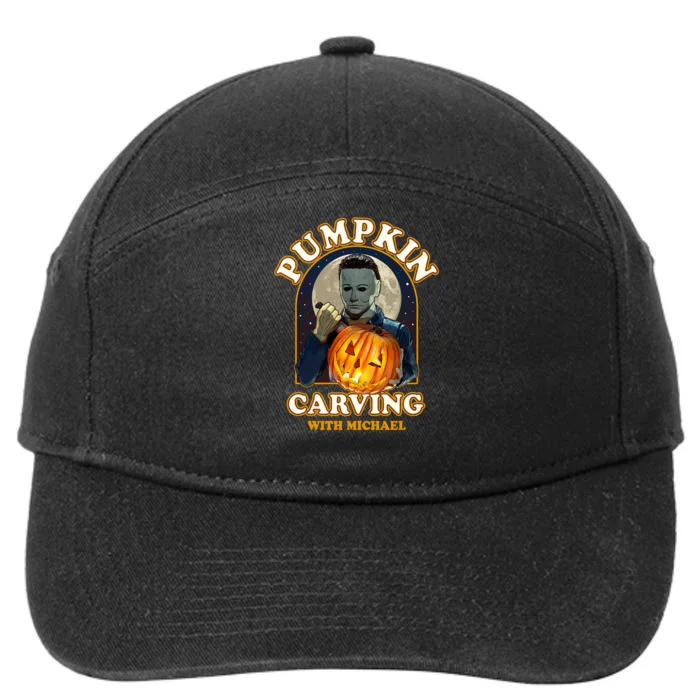 Funny Halloween Pumpkin Carving With Michael 7-Panel Snapback Hat