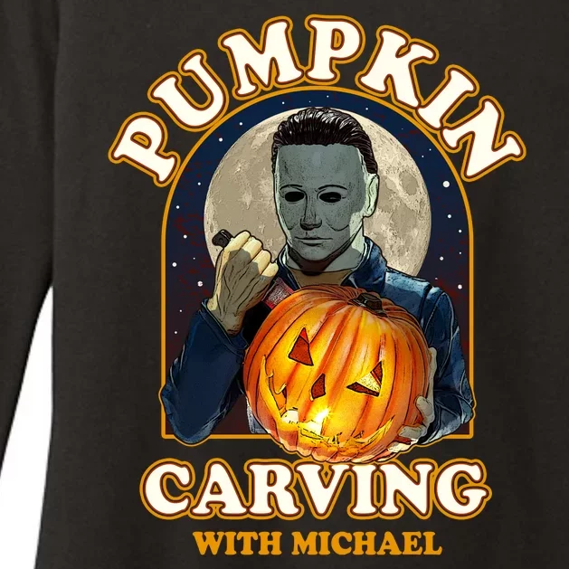 Funny Halloween Pumpkin Carving With Michael Womens CVC Long Sleeve Shirt