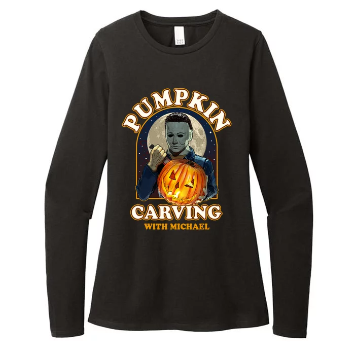 Funny Halloween Pumpkin Carving With Michael Womens CVC Long Sleeve Shirt