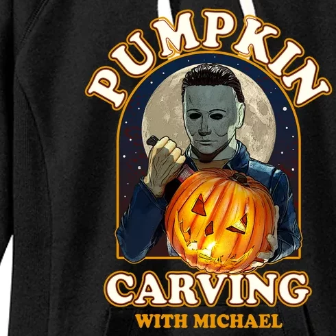 Funny Halloween Pumpkin Carving With Michael Women's Fleece Hoodie