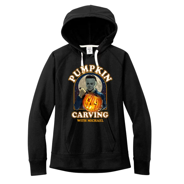 Funny Halloween Pumpkin Carving With Michael Women's Fleece Hoodie