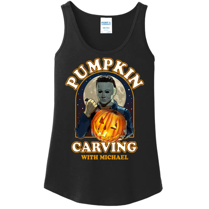 Funny Halloween Pumpkin Carving With Michael Ladies Essential Tank