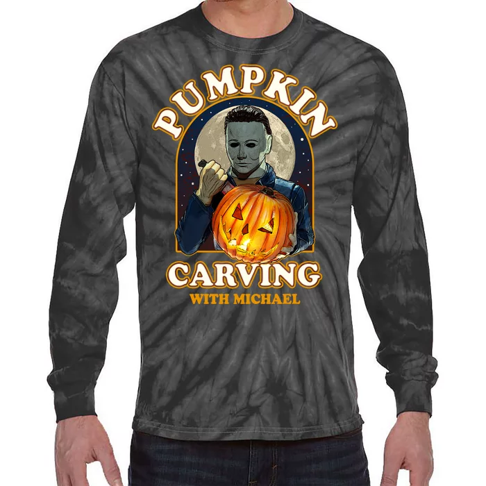 Funny Halloween Pumpkin Carving With Michael Tie-Dye Long Sleeve Shirt