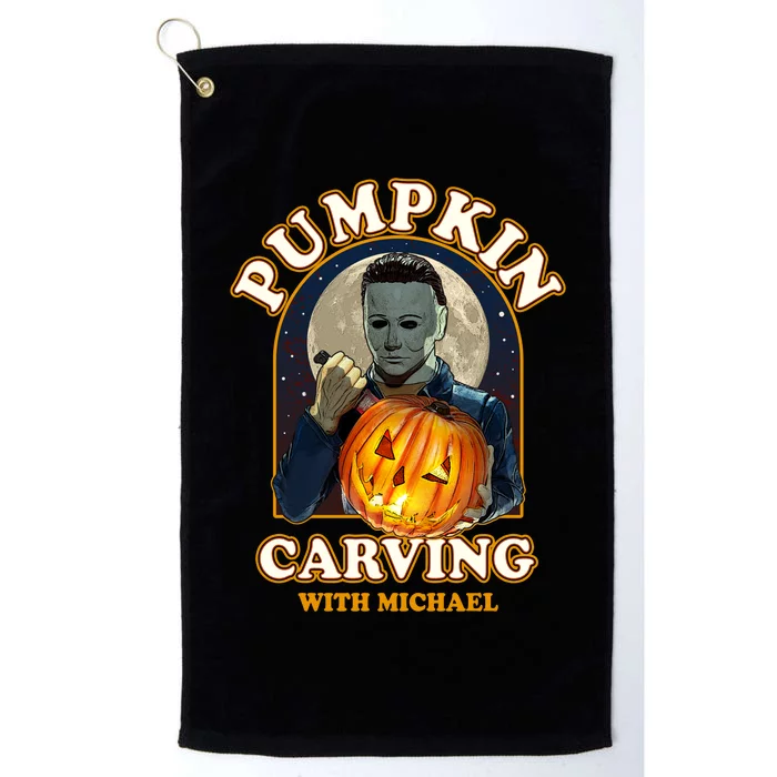 Funny Halloween Pumpkin Carving With Michael Platinum Collection Golf Towel