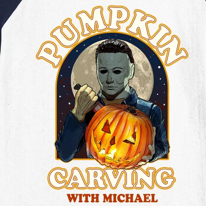 Funny Halloween Pumpkin Carving With Michael Baseball Sleeve Shirt