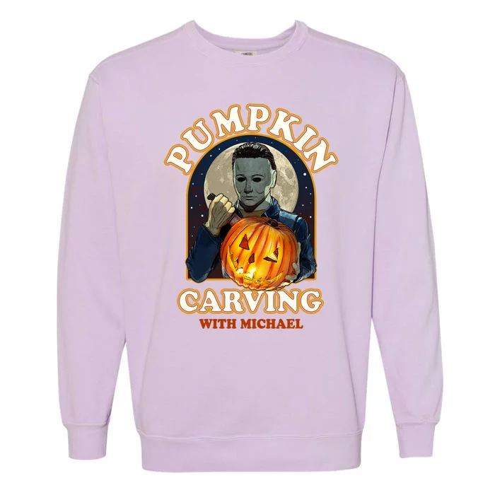 Funny Halloween Pumpkin Carving With Michael Garment-Dyed Sweatshirt