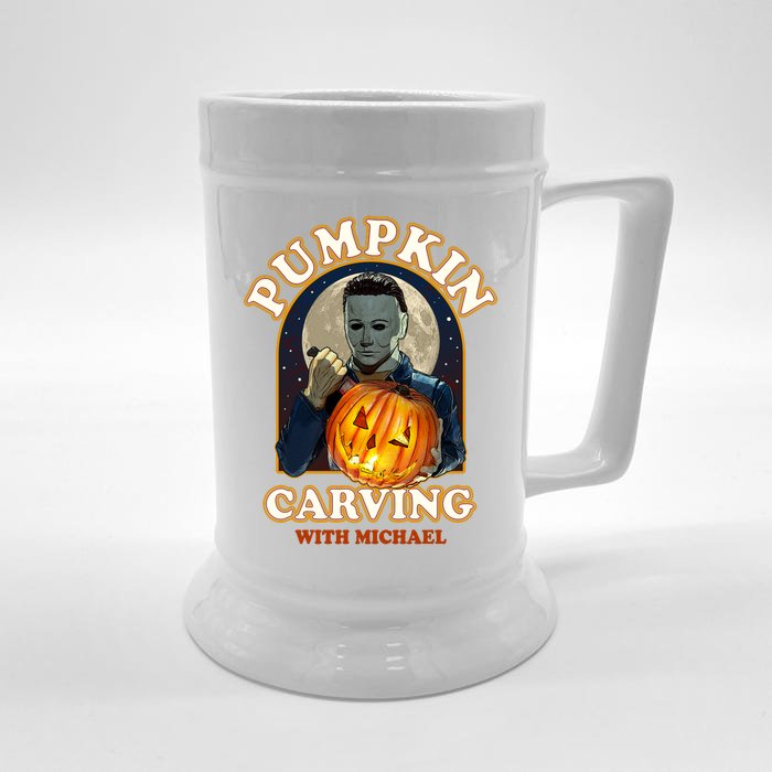 Funny Halloween Pumpkin Carving With Michael Front & Back Beer Stein