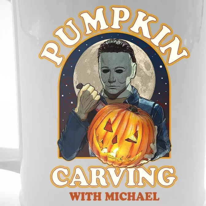 Funny Halloween Pumpkin Carving With Michael Front & Back Beer Stein