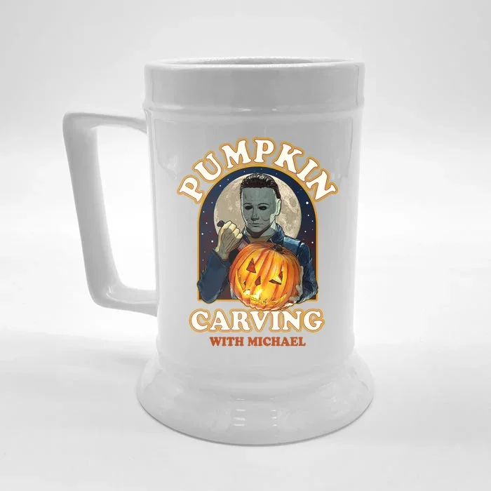 Funny Halloween Pumpkin Carving With Michael Front & Back Beer Stein