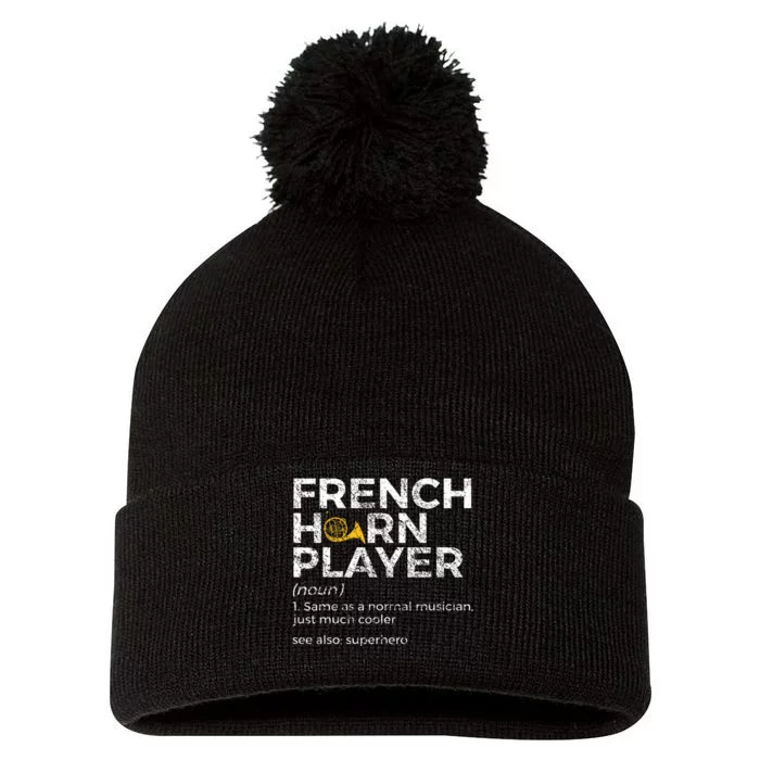 French Horn Player Definition Funny French Horn Pom Pom 12in Knit Beanie