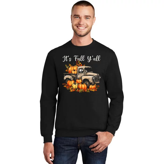 Fall Harvest Pumpkin Truck Autumn Tree Thanksgiving Tall Sweatshirt