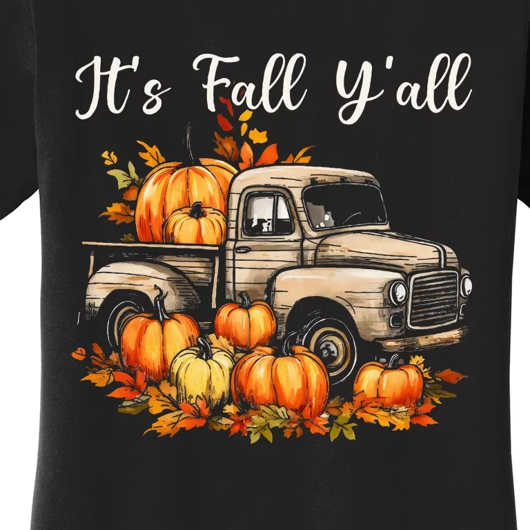 Fall Harvest Pumpkin Truck Autumn Tree Thanksgiving Women's T-Shirt