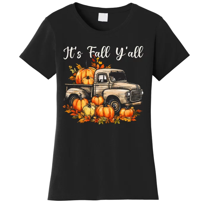 Fall Harvest Pumpkin Truck Autumn Tree Thanksgiving Women's T-Shirt