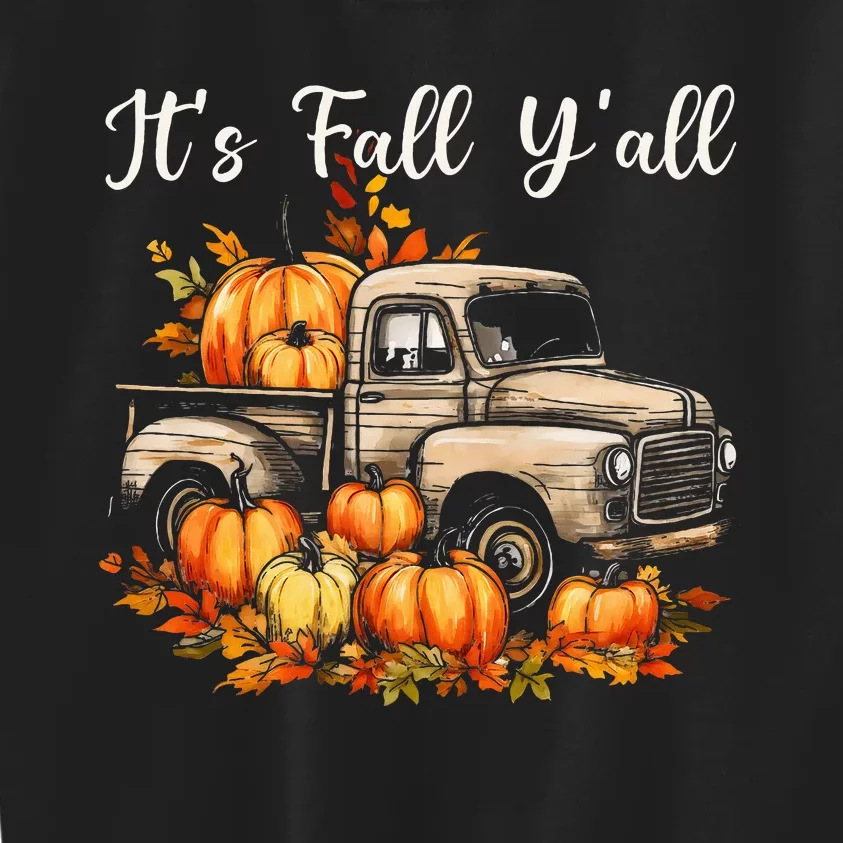 Fall Harvest Pumpkin Truck Autumn Tree Thanksgiving Kids Sweatshirt