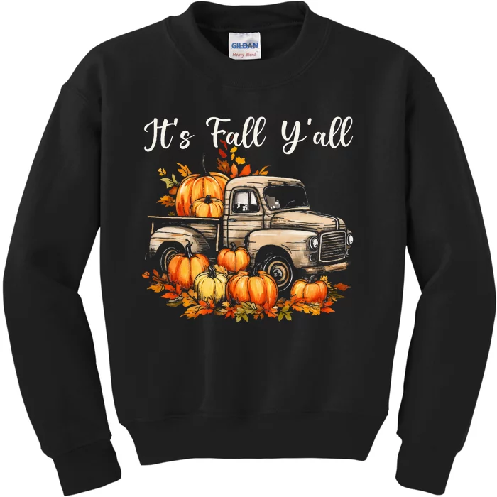 Fall Harvest Pumpkin Truck Autumn Tree Thanksgiving Kids Sweatshirt