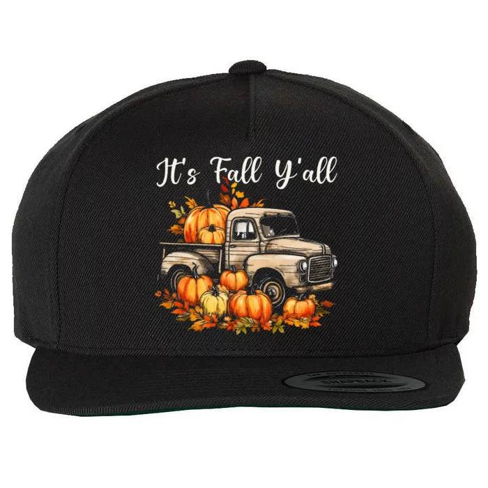 Fall Harvest Pumpkin Truck Autumn Tree Thanksgiving Wool Snapback Cap