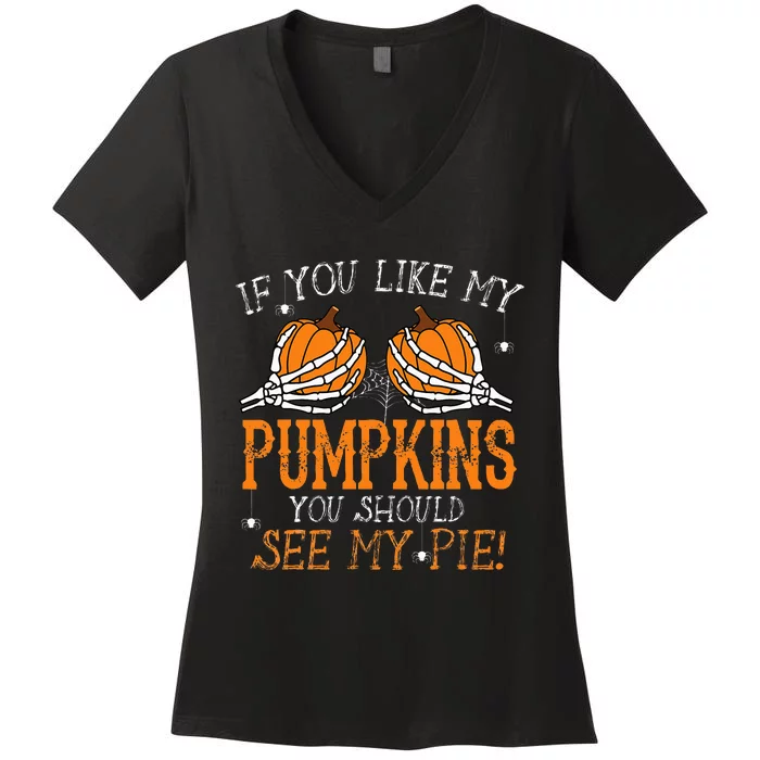 Funny Halloween Pumpkin Pie Lover Gift Women's V-Neck T-Shirt