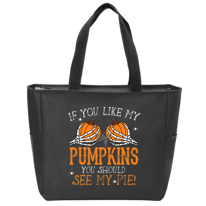 Funny Halloween Pumpkin Pie Lover Gift Zip Tote Bag