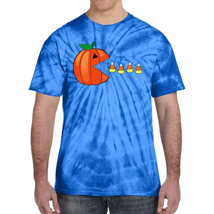 Funny Halloween Pumpkin Eating Candy Corn Tie-Dye T-Shirt