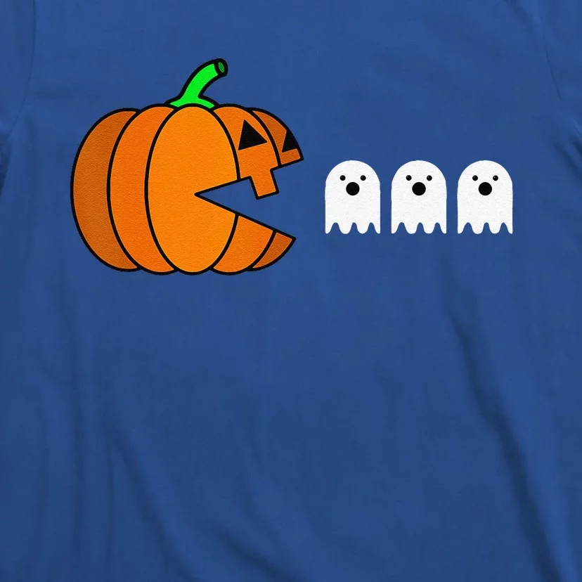 Funny Halloween Pumpkin Eating Ghost Gamer T-Shirt