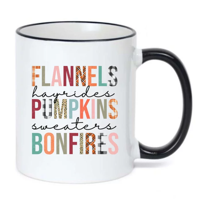 Flannels Hayrides Pumpkins Sweaters Bonfires Fall Autumn Black Color Changing Mug