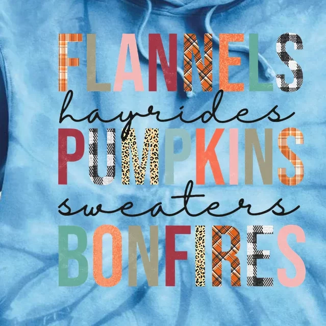 Flannels Hayrides Pumpkins Sweaters Bonfires Fall Autumn Tie Dye Hoodie