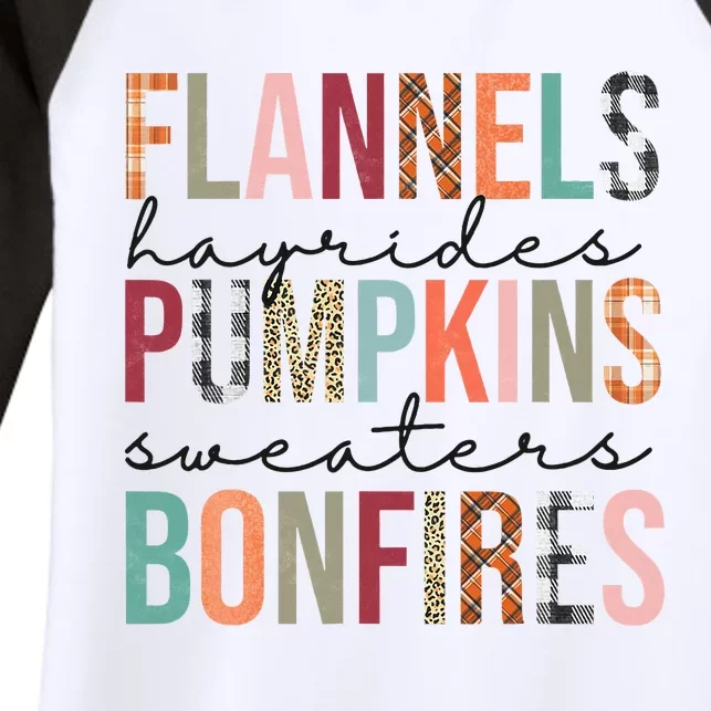 Flannels Hayrides Pumpkins Sweaters Bonfires Fall Autumn Women's Tri-Blend 3/4-Sleeve Raglan Shirt