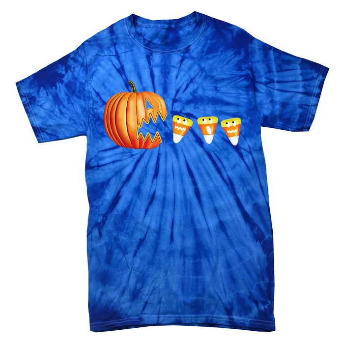 Funny Halloween Pumpkin Jack O Lantern Eating Candy Corn Tie-Dye T-Shirt