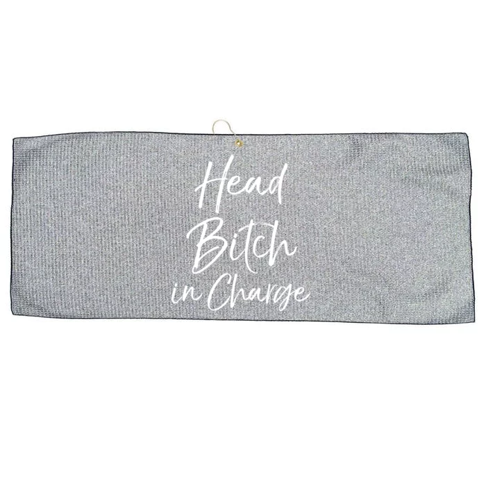 Funny Hbic Quote Bosses Cute Head Bitch In Charge Gift Large Microfiber Waffle Golf Towel