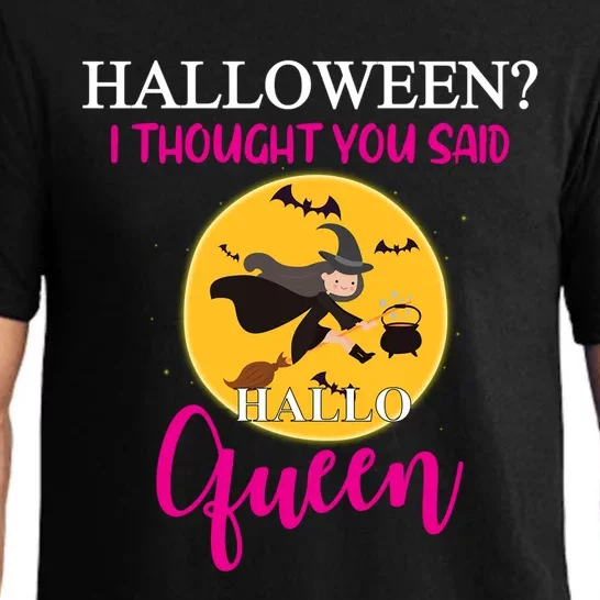 Funny Halloween Queen Flying Witch Funny Gift Pajama Set