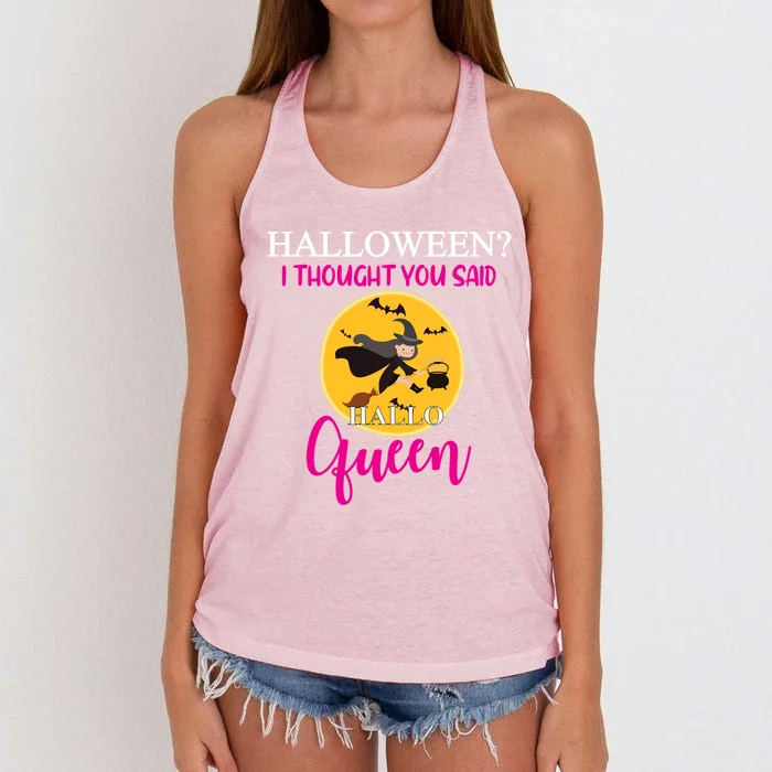 Funny Halloween Queen Flying Witch Funny Gift Women's Knotted Racerback Tank