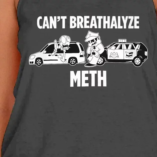 Funny Humor Quote Saying Can’T Breathalyze Meth Women's Knotted Racerback Tank