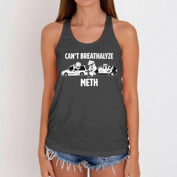 Funny Humor Quote Saying Can’T Breathalyze Meth Women's Knotted Racerback Tank