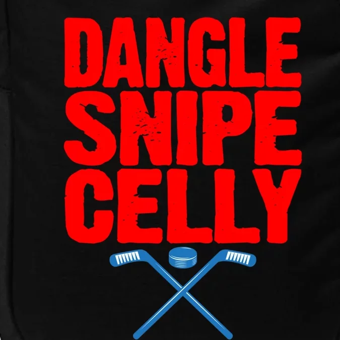 Fun Hockey Quote Dangle Snipe Celly Hockey Stick Funny Gift Impact Tech Backpack