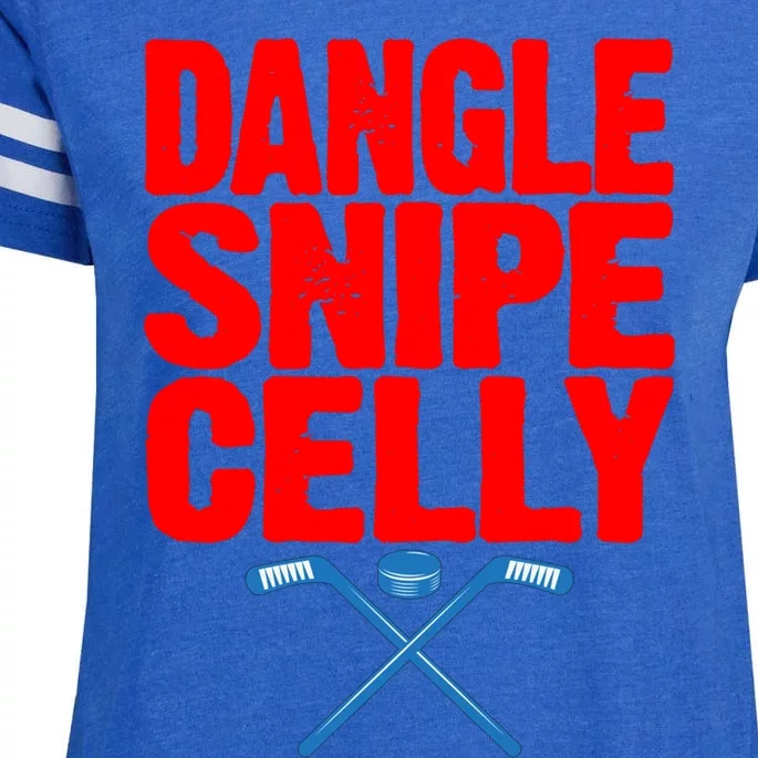 Fun Hockey Quote Dangle Snipe Celly Hockey Stick Funny Gift Enza Ladies Jersey Football T-Shirt