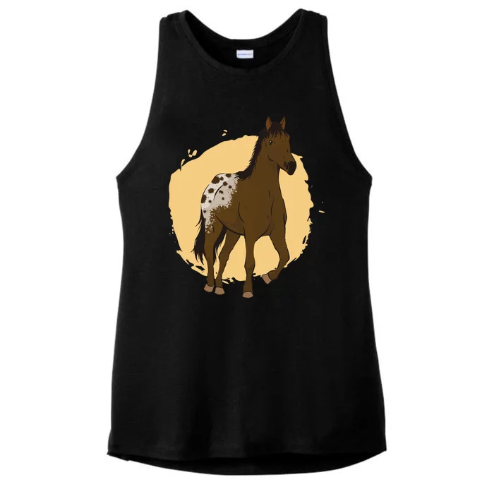 Farm Horse Running Ladies Tri-Blend Wicking Tank