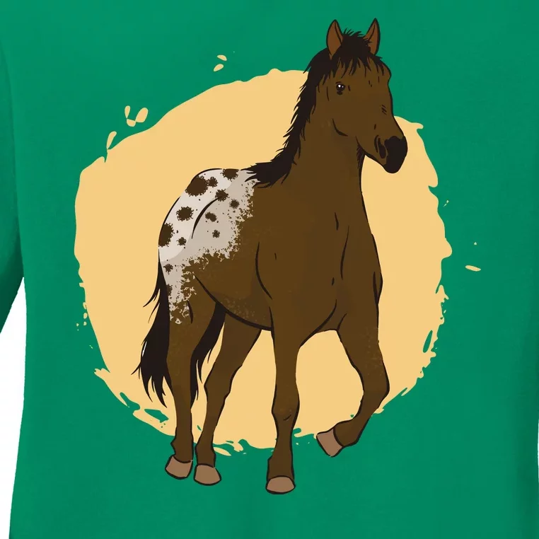 Farm Horse Running Ladies Long Sleeve Shirt