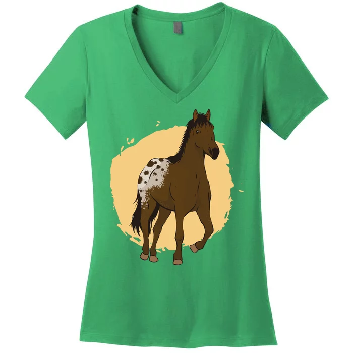 Farm Horse Running Women's V-Neck T-Shirt