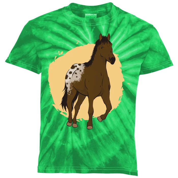 Farm Horse Running Kids Tie-Dye T-Shirt