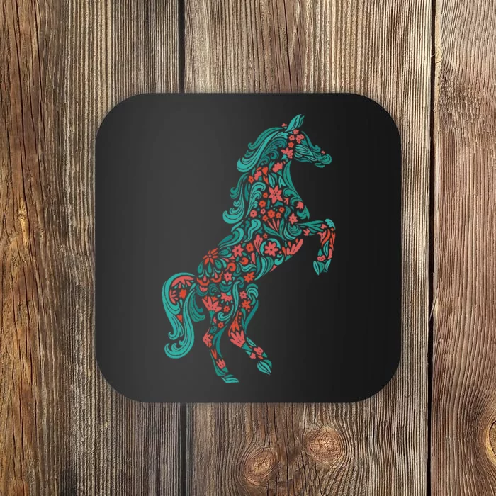 Floral Horse Riding Horse Lover Gifts Coaster