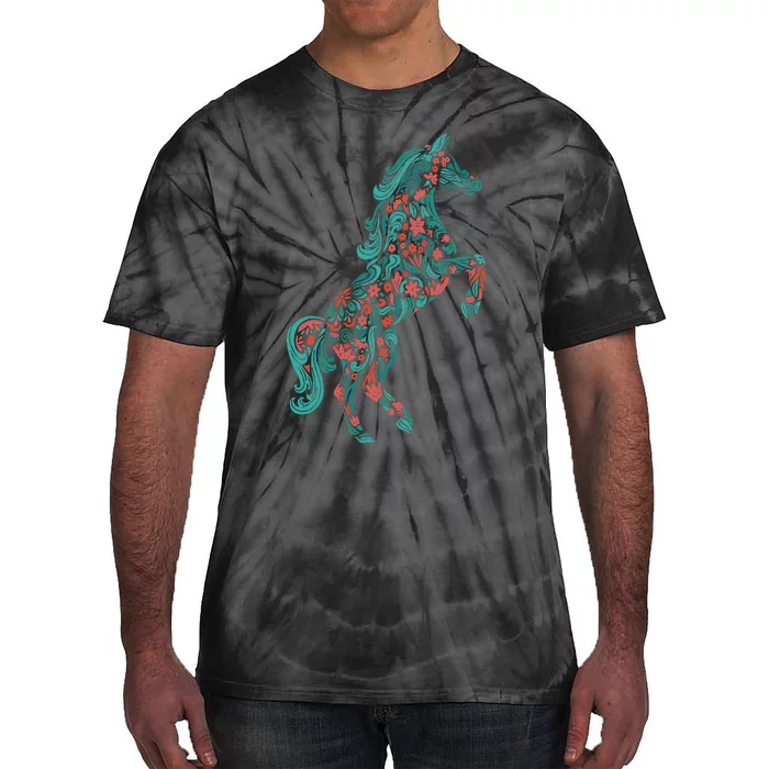 Floral Horse Riding Horse Lover Gifts Tie-Dye T-Shirt