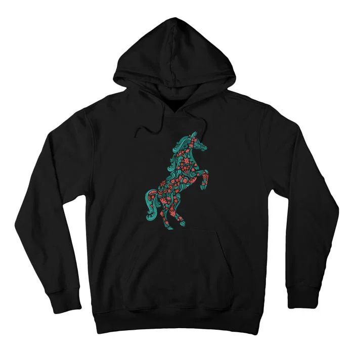 Floral Horse Riding Horse Lover Gifts Tall Hoodie