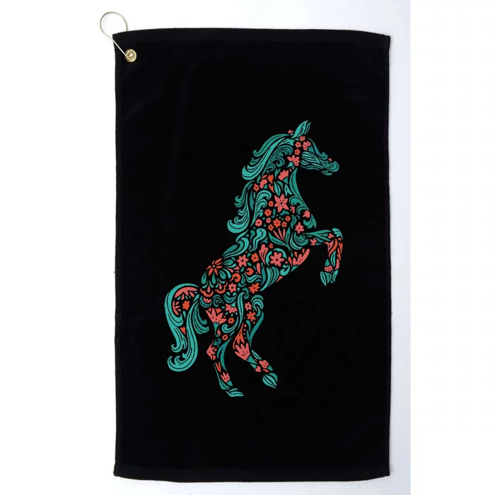 Floral Horse Riding Horse Lover Gifts Platinum Collection Golf Towel