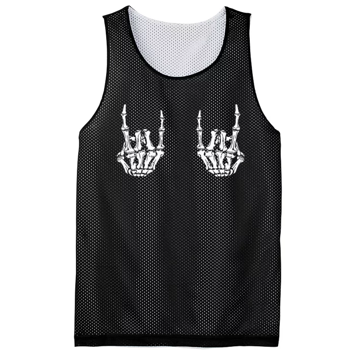 Funny Halloween Rock Star Skeleton Hands Rocker Costume Mesh Reversible Basketball Jersey Tank