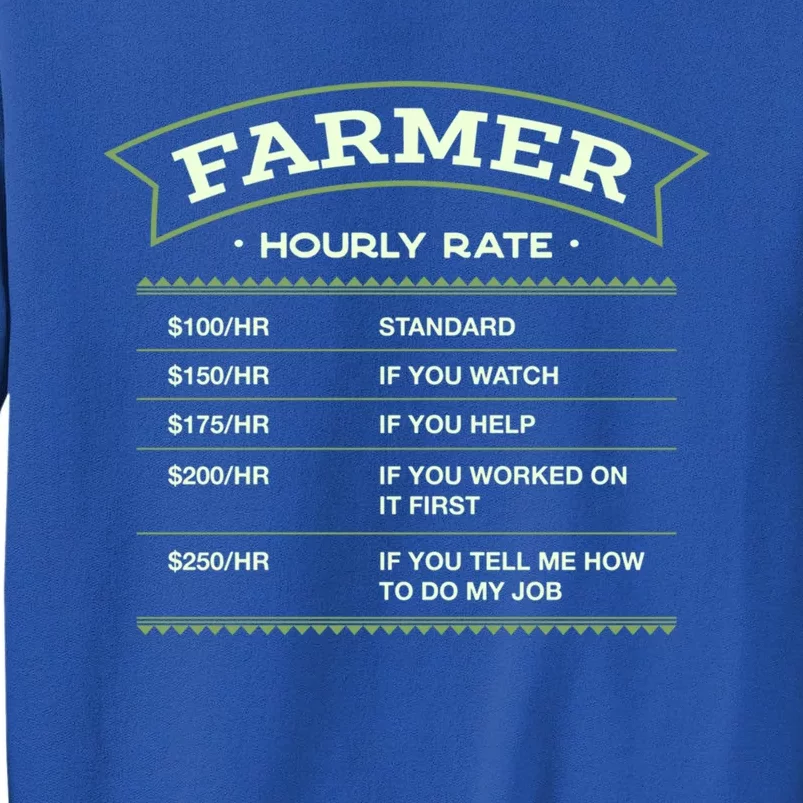 Farmer Hourly Rate Farming Labour Day Farm Workers Day Cute Gift Tall Sweatshirt