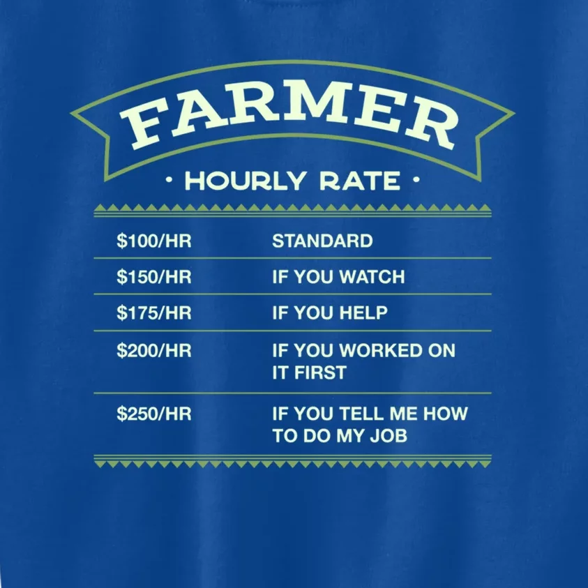 Farmer Hourly Rate Farming Labour Day Farm Workers Day Cute Gift Kids Sweatshirt