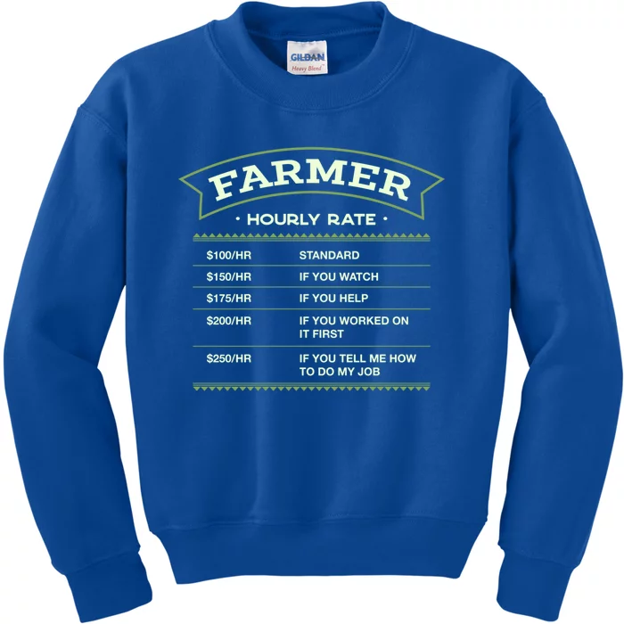 Farmer Hourly Rate Farming Labour Day Farm Workers Day Cute Gift Kids Sweatshirt