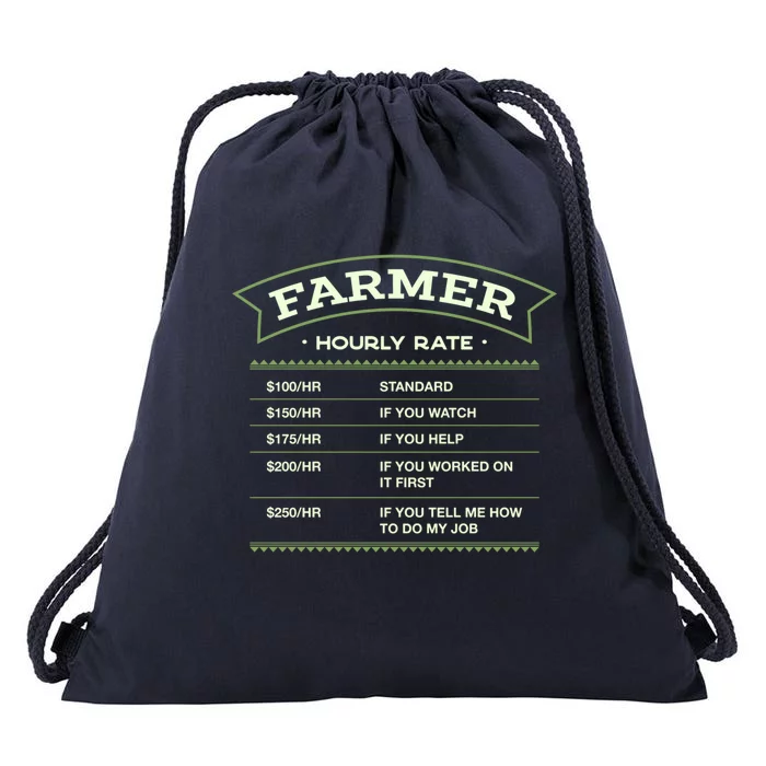 Farmer Hourly Rate Farming Labour Day Farm Workers Day Cute Gift Drawstring Bag